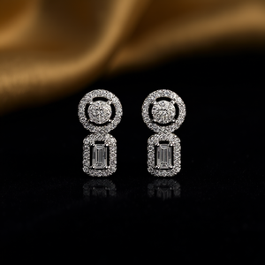 Boucles d'oreilles en or blanc E3834 avec diamants ronds taille brillant, couleur D, certifiées GIA, bijoux classiques pour femmes, pour mariage - Product Image 2