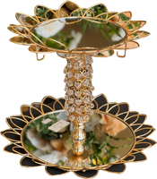 Vente en gros de chariot de chambre de cuisine royale arabe de luxe du Moyen-Orient chariot de service d'hôtel chariot de thé royal à 3 étages doré antique