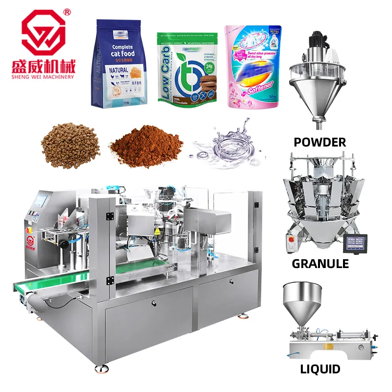 SW-200 Full Auto Dried Fruit Rice 2kg 1kg Coffee Bean Cereal Dog Food Peanut Premade Bag Doypack Packing Machine