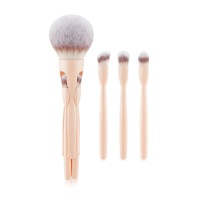 Ensemble de pinceaux de maquillage magnétiques portables 4 en 1, poils synthétiques doux, pinceau pour fond de teint, pinceau pour poudre, outils de maquillage professionnels