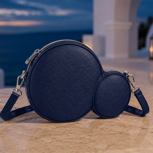 Custom OEM ODM Women Round Crossbody Bags 2 in 1 PU Leather Luxury Shoulder Bag Fashion Circle Handbag with <b>Mini</b> Coin Pouch - Product Image 4