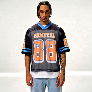 MAKITAPE Custom Logo Print Retro Mesh Cropped Oversized Breathable Boxy <b>Tshirt</b> Men Wholesale <b>Polyester</b> Sports Football Jersey - Product Image 1
