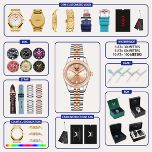 Reloj de Cuarzo Personalizado para Hombre, con Correa de 18 mm, Esfera de Perlas, Cristal, Resistente al Agua 3ATM, de Acero Inoxidable, con Fecha y Día de la <span class=keywords><strong>Semana</strong></span>, con Diamantes - Product Image 4