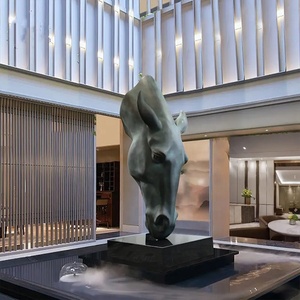 Ingrosso Personalizzato Animale Arredamento Interno Bronzy Testa di Cavallo di Metallo Scultura per Hotel Lobby Progetto in resina in Fibra di Vetro - Product Image 2
