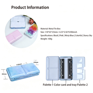 Boîte à <span class=keywords><strong>aquarelle</strong></span> pliable personnalisable, palette vide demi-couche, étui métallique portable pour artiste, peinture en extérieur et croquis - Product Image 2
