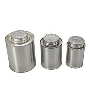 Boîte métallique vide en fer blanc de 4oz, 8oz, 16oz pour colle, solvant, ciment, produits chimiques, avec pinceau applicateur - Product Image 2