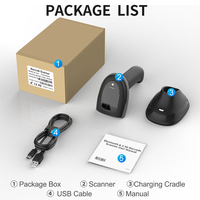 Lecteur de codes-barres 1D/2D QR sans fil robuste avec port USB, portée 2,4G 80m, 200 lectures/secondes, station de charge - En stock