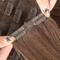 Extensions de cheveux naturels à clipser en PU, invisibles, fines, vierges, lisses, ondulées, double épaisseur, blond miel