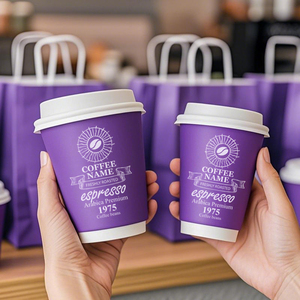 Sinh Thái Takeaway dùng một lần đôi tường nổi Kraft trà Cà Phê Cốc giấy tùy chỉnh nóng uống thủ công để đi cà phê cốc giấy có nắp đậy - Product Image 3