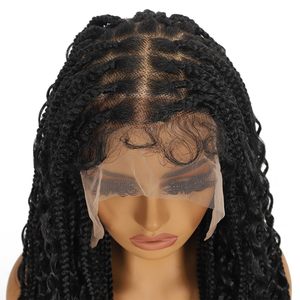 Đầy đủ ren phía trước knotless hộp bện tóc giả Handmade cornrow tổng hợp tóc hộp Bím Tóc Châu Phi bện đen người phụ nữ đầy đủ ren tóc giả - Product Image 4