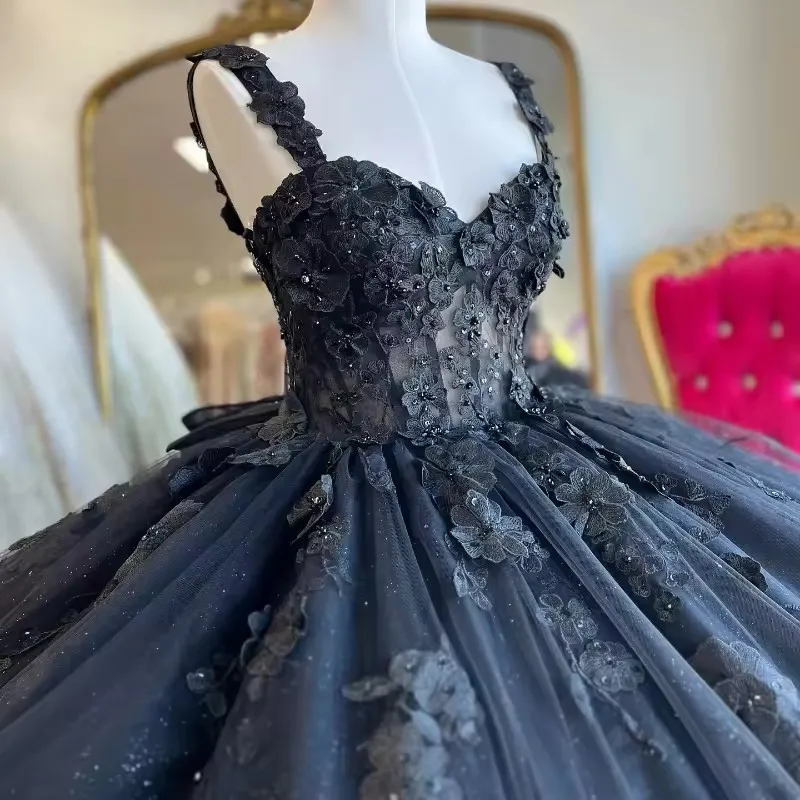 Glittering Black Quinceanera Dress With Bow Flower Lace Vestidos De 15 Anos  Birthday Party Prom Princess Ball Gown| Alibaba.com