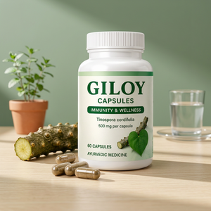 Cápsulas Giloy 500 mg 60 Unidades, Suplemento Herbal Ayurvédico para el Apoyo Inmunitario, Tinospora Cordifolia - Product Image 1