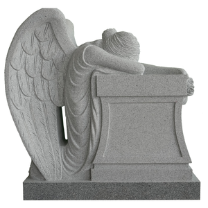 Traditional Kneeling Angel <b>Memorial</b> Statue Great Grey (G614) Granite 36 Inches Tall for Outdoor Use - Product Image 5