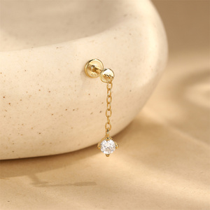 Piercing Labret en Argent Sterling S925 avec Zircon, Collection Animaux, Forme Mignonne, Dos Plat, pour Cartilage, Hélix, Tragus - Product Image 4