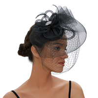 Noir Sinamay Fascinator bandeau de cheveux pour les femmes Tea Party fleur cheveux cerceau banane pince à cheveux filet à cheveux décontracté affaires pêche