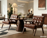 Fauteuil simple rétro pour balcon, mobilier de salon, pieds en bois massif, réglage manuel, siège en éponge, ensemble table et chaise