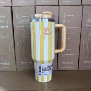 1:1 Stainless Steel Insulated Zebra Stripes <strong>Mug</strong> 40 Oz Double Wall Vacuum <strong>Mug</strong> Cup Thermoses Cup <strong>With</strong> <strong>Handle</strong> and Straw - Product Image 3