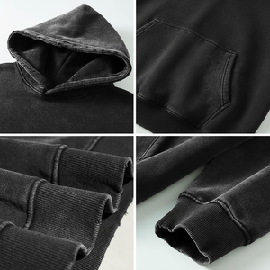 เสื้อฮู้ดผู้ชายซักกรดลำลองผ้าฟลีซผ้าฝ้ายสีทึบทรงพอดีตัวปกติสำหรับ100% ฤดูหนาว - Product Image 1