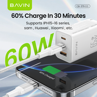 BAVIN grosir OEM ODM CB379 PD 60W Dirt Proof PVC tahan air Android tipe c Tipo c kabel Data Usb