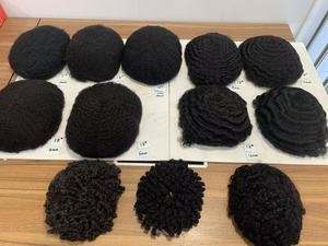 H396 Toupet Afro pour Hommes Noirs Africains, Remplacement <span class=keywords><strong>de</strong></span> <span class=keywords><strong>Cheveux</strong></span> Afro <span class=keywords><strong>Bouclés</strong></span>, Boucles en Laine, 100% <span class=keywords><strong>Cheveux</strong></span> Humains, Base en Dentelle Complète, Couleur 1B10 # - Product Image 5