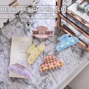Pinza para el pelo de acetato con diseño de corazón y cuadros, hecha a mano, elegante, para mujer, con diseño de tiburón, accesorios de moda para peinados, en caja de regalo - Product Image 2