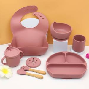 Vaisselle en silicone pour bébé, personnalisée et respectueuse de l'environnement, vente en gros, bol, tasse à collation, ensemble de vaisselle pour bébé - Product Image 1