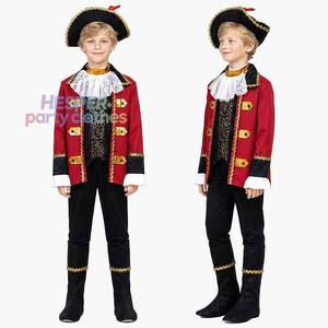 Ensemble de costumes d'Halloween pour enfants HP, costume de pirate rétro pour jeu de rôle, uniforme de garçon pour fête, tenue de prince avec chapeau tricorne et bottes - Product Image 1