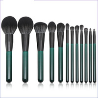 Ensemble de pinceaux de maquillage de luxe vert perle, 12 pièces, logo personnalisé, vente en gros d'usine, ensemble de pinceaux pour femme