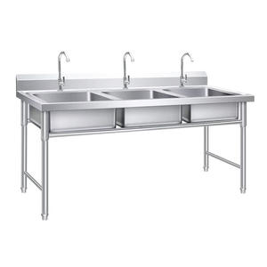 Évier de cuisine simple, double, triple, fabriqué en usine, évier de lavage commercial portable en acier inoxydable pour restaurant, vente en gros - Product Image 2
