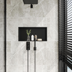 Nicchia Doccia Moderna in Acciaio Inox Senza Bisogno di Piastrelle Mensola da <span class=keywords><strong>Bagno</strong></span> Incassata <span class=keywords><strong>Salvaspazio</strong></span> Nera Garanzia 5 Anni - Product Image 1