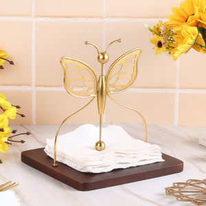 Porte-serviettes papillon doré luxueux pour porte-serviettes en laiton de table pour serviettes en papier et cuisine salle à manger et comptoirs - Product Image 1