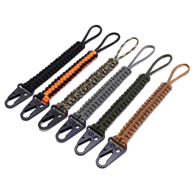 High Quality Woven Parachute Cord Phone Lanyard Handmade Camera Strap Keychain Promotional Round Rope Braided Lanyard Keychain