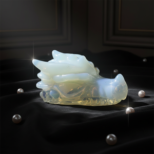 <span class=keywords><strong>Cabeza</strong></span> <span class=keywords><strong>de</strong></span> Dragón Tallada a Mano en Ópalo, Cristal Pulido Blanco, Estatua <span class=keywords><strong>de</strong></span> Ópalo para Decoración del Hogar y Regalos - Product Image 1
