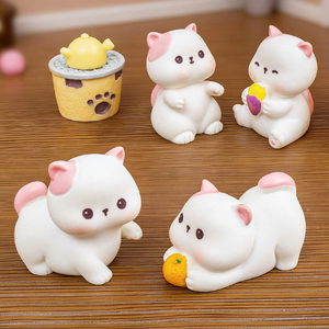 Cute Resin Mini White Cat Orange Figurine <b>Miniatures</b> Ornaments Tiny Animal Kitten Charm Landscape Decorations DIY Accessories - Product Image 5