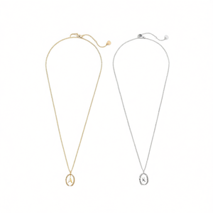 Collar con Colgante Angelina, Tono Oro y Plata, Dije Ovalado de Acero Inoxidable, Estilo Minimalista para Uso Diario, Regalo 45431 - Product Image 1