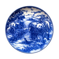Service de table de luxe haut de gamme de style européen bleu oriental, collection de vaisselle en porcelaine de la série Blue Countryside, assiettes