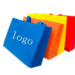 Bolsas de tela no tejida laminada plegable reutilizable con logotipo personalizado de fábrica, promoción