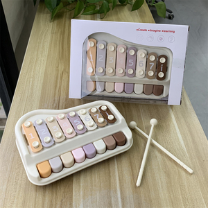 Ensemble d'instruments de musique éducatifs pour enfants, <span class=keywords><strong>Xylophone</strong></span> à plaques métalliques colorées, cadre en plastique, jouet à frapper à la main - Product Image 2