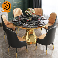 Ensemble de table à manger 6 places table à manger avec dessus en marbre pied en métal table et chaises extensibles