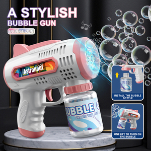Juguetes de Exterior con Estilo Adorable, Máquina de Burbujas Recargable Portátil de 8 Orificios, Pistola de Burbujas Eléctrica Automática con Luz para Niños - Product Image 4
