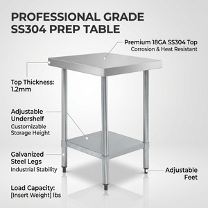 Food Prep Two Tier Stainless Steel Work Bench Double Layer Kitchen <b>Worktable</b> with Undershelf Commercial Restaurant Use - Product Image 5