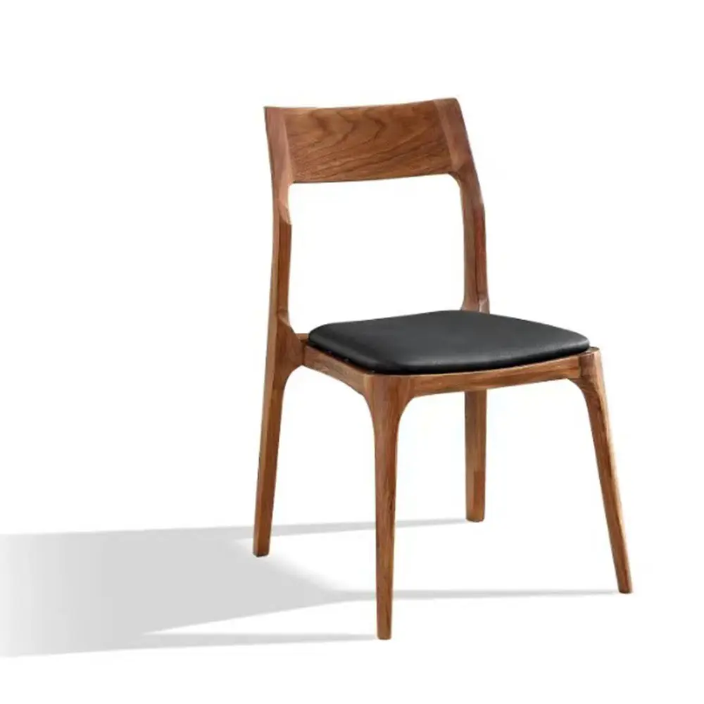 Toptan Modern yemek sandalyeleri katı ahşap PU deri koltuk minderi ev için restoran Cafe