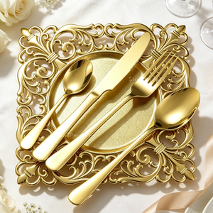 Ensemble de couverts en acier inoxydable à long manche, fourchette, couteau, cuillère, vaisselle dorée, décoration de mariage, banquet d'hôtel, dîner, ustensiles - Product Image 5