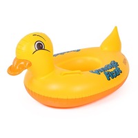 Bouée de bain gonflable en PVC écologique en forme de canard pour bébés, jouet de flottaison à gonflage manuel