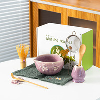 Ensemble de bols à matcha japonais de qualité supérieure, en céramique, avec bec verseur en forme de cœur, emballage en boîte colorée, cadeau pour les amateurs de thé