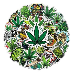 雑草の葉っぱグラフィティステッカー Hlmブランド ビニール素材 ノートパソコン、荷物、車、スケートボード用 防水仕様 カスタマイズ可能 - Product Image 3