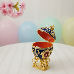 Uovo di Fabergé Multicolore in Metallo, Scatola Portagioie a Forma di Corona, Grande Decorazione <span class=keywords><strong>Imperiale</strong></span> Rossa per <span class=keywords><strong>la</strong></span> Casa - Product Image 2