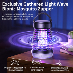 Zapper per Zanzare Bionico a Onde Luminose 360°, Delicato, Anti-Riflesso, Esclusivo, con Tecnologia Gathered Light Wave °   Rete Protettiva con Lampada Antizanzare e Luce da Campeggio - Product Image 2