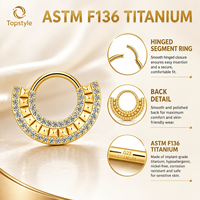 Anneau de septum articulé tendance avec zircone cubique pavée en titane ASTM F136 pour piercing hélix et daith