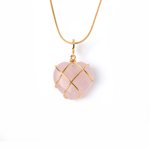 G1464 Venta caliente collares de joyería de amor colgante de cristal Natural de polvo de cristal de melocotón de forma de corazón de amor collar de cuarzo <span class=keywords><strong>rosa</strong></span> - Product Image 5